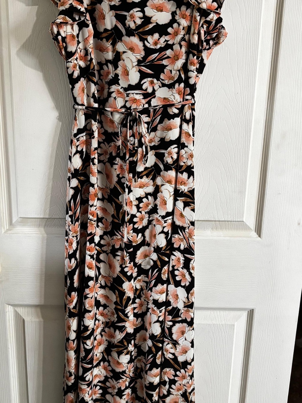 Tommy Hilfiger Black Dress with Peach & White Floral Accents